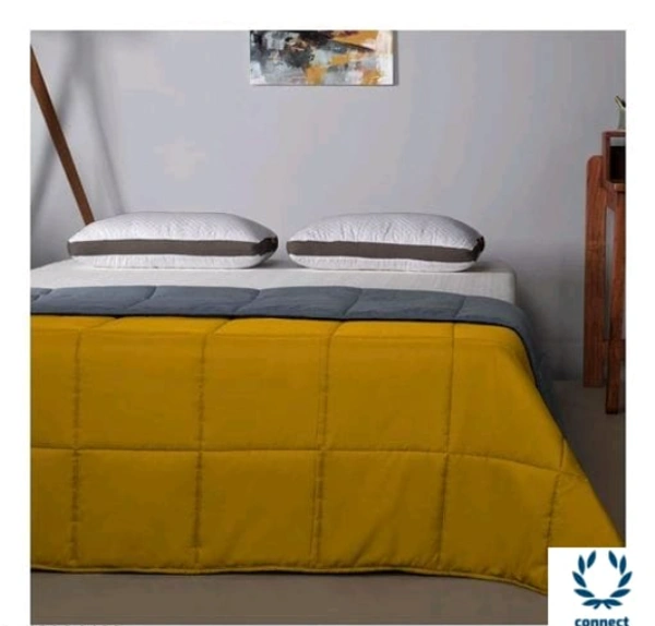 SIE  250 GSM Luxury Premium Microfiber  Soft Reversable  DOUBLE BED (90*100 INCH) All Season Comforter_Blanket/RAJAI/Quilt(Golden Yellow & Gray)  - Free Size, Rajai, Golden Yellow & Grey, MicroFiber, Pack of 1